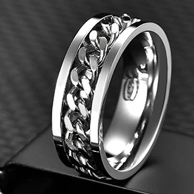 Cool Stainless Steel Rotatable Men Ring High Quality Spinner Chain Punk Women Jewelry for Party Gift Pi-Mart