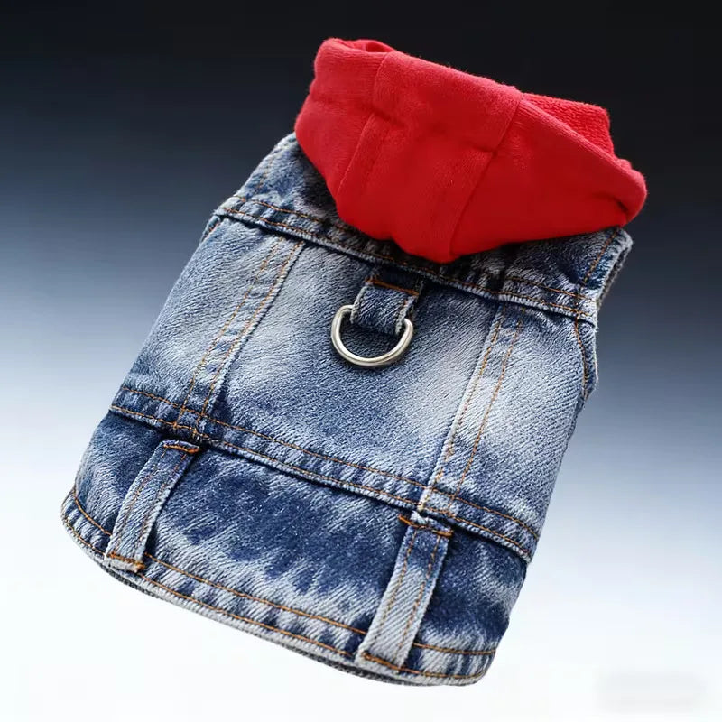 Denim Pet Clothes for Small Dogs Puppy Jeans Hoodie with Gray Cap Blue Denim Chihuahua Jacket 2026 New Designer Cowboy Shirt Pi-Mart