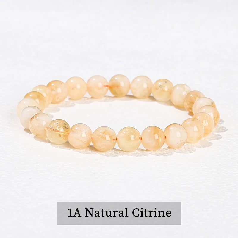 JD Natural Stone Beads Bracelet Amethyst Tiger Eye Crystal Quartz Agate Gem Beads Bangles Women Men Reiki Healling Jewelry Gift Pi-Mart