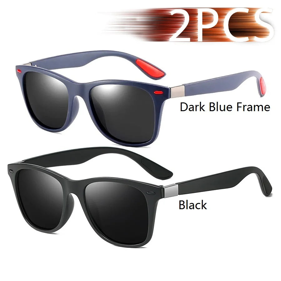 1-2-3PCS Fashion Vintage Square Unisex Driving Fishing Sunglasses Men Women Luxury Brand Designer Sun Glasses Anti-Glare Eyewear Pi-Mart