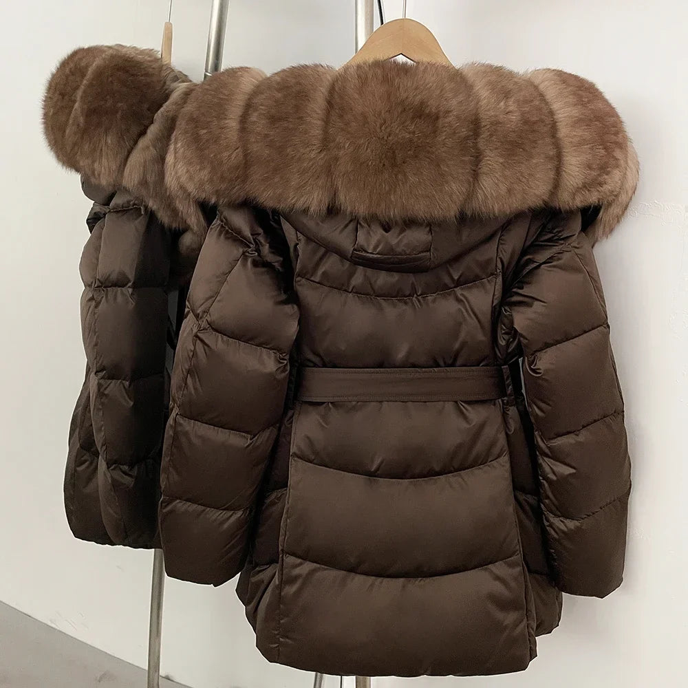 Natural Fur Collar Down Jacket Women Winter 2026 High Quality Duck Down Puffer Parka Windproof Warm Down Coat Outerwear New LadyShow.Store