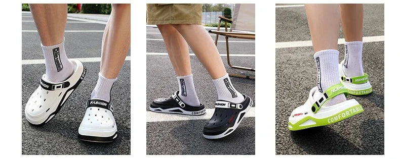 New fashion sandals Men's EVA casual comfortable hole garden shoes outdoor men's beach sandals indoor home unisex slippers Pi-Mart