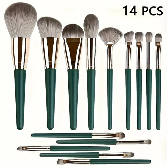14pcs Soft Makeup Brush Set, Foundation Brush Loose Powder Eyeshadow Brushes, Complete Makeup Tool Set for Beginners And Profess Tri Light Beauty