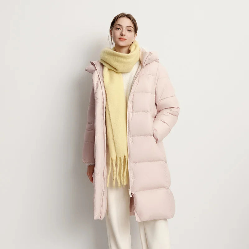 Semir Long Down Jacket Women Waterproof Hooded Coat 2025 Winter New Loose Girls' Jacket Multi-Color Thicken Windbrake Down Coat LadyShow.Store