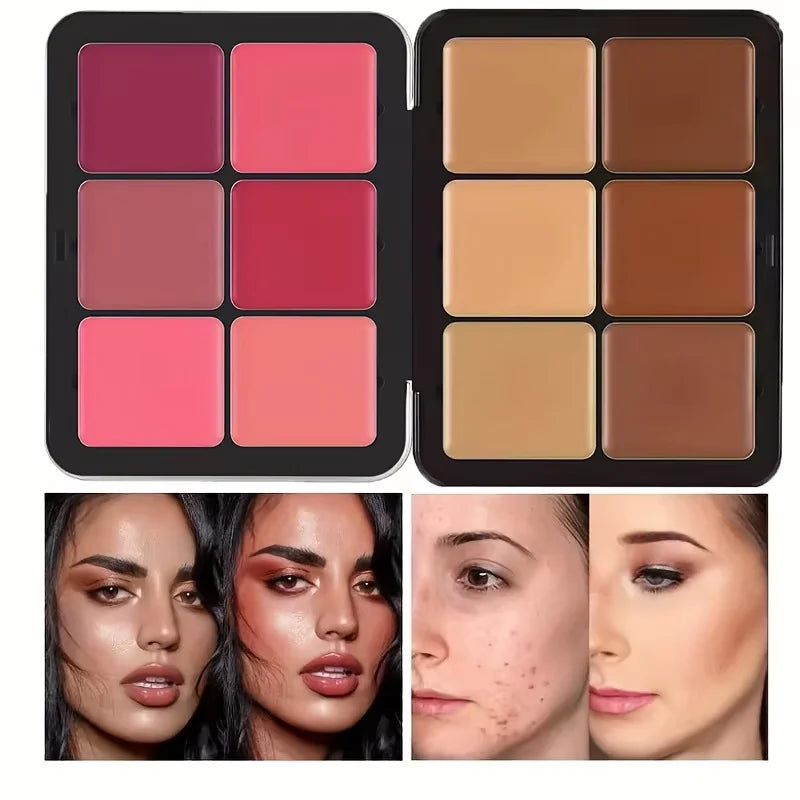 12-color concealer and blush palette Matte and highlight contour makeup rouge palette LadyShow.Store