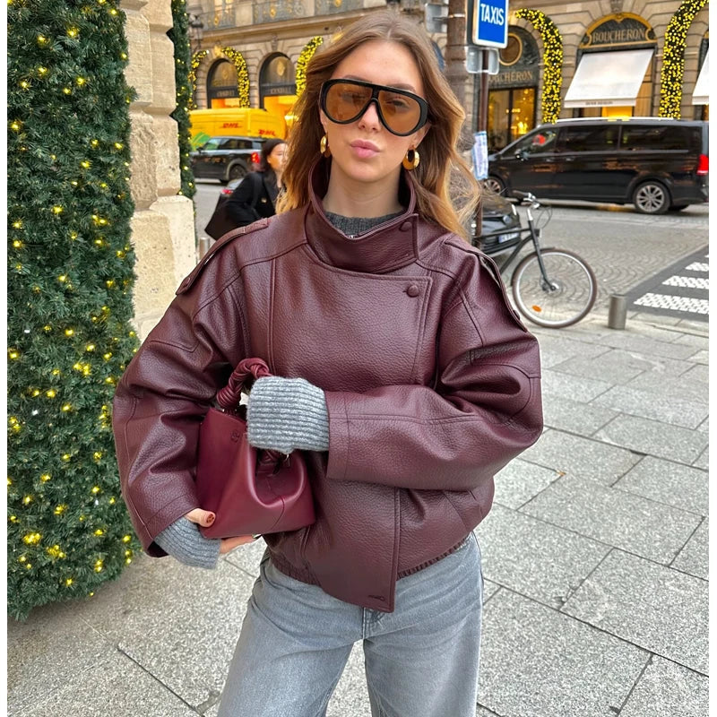 MUJER Faux Leather Jackets for Women Oversize Women's Bomber Jacket Fashion Winter Womens Coats Outerwears Demi-season Jackets LadyShow.Store