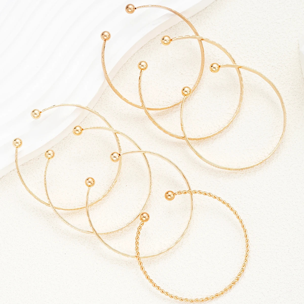 7 Pcs/Set Punk Gold Color Bracelets for Women Streetwear Goth Heart Prints Metal Design Open Bangle Fashion Jewelry Gifts 2024 Pi-Mart