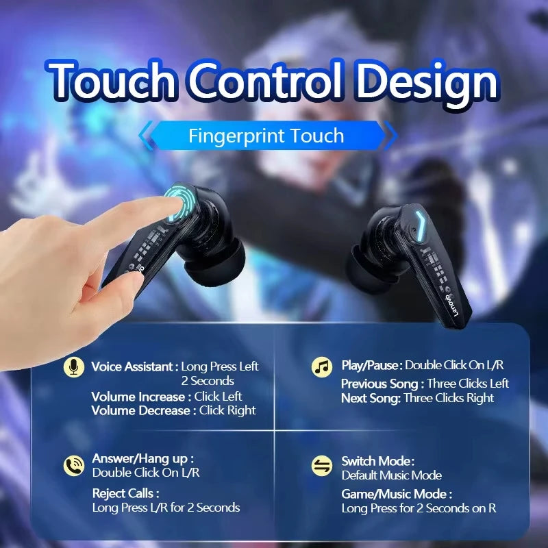 Choice Lenovo GM2 Pro Wireless Bluetooth Headset Gamer Earbuds Wireless Headphones Music Dual Mode Earbuds Music Sport Bluetooth Pi-Mart