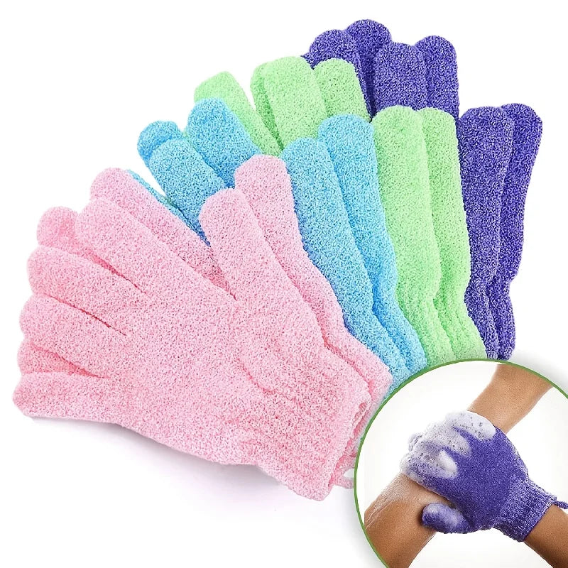 Exfoliating Shower Bath Glove Set  Deep Cleaning Body Scrub Spa Massage Glove for Skin - Bath Bomb Included Tri Light Beauty