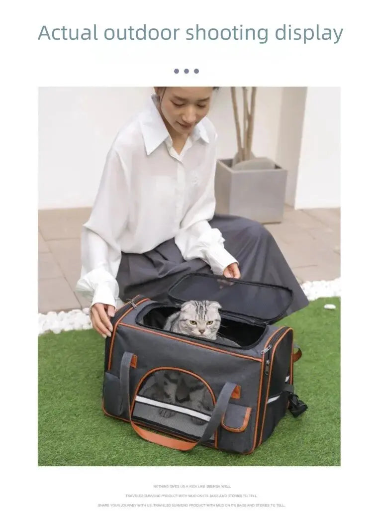 Dog Pet Carrier Bag Anti-Collapse Design Multiple Storage Pockets Cat Travel Handbag for Medium Cats, Puppy, Rabbits and Other S Pi-Mart