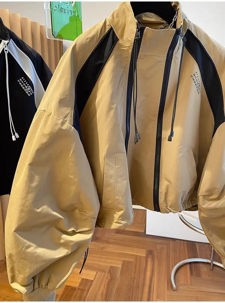 Zipper Design Niche Loose Casual Stand Collar Windbreaker Jacket Spring and Autumn Short Jacket Jacket Top Pi-Mart