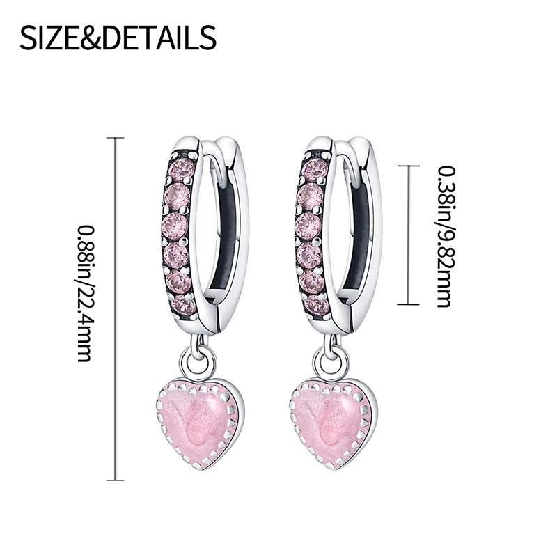 Genuine 925 Sterling Silver Love Feather Earrings Fit Original Charms Hoop For Women Girls Stud Earring Fine Jewelry Gifts Pi-Mart