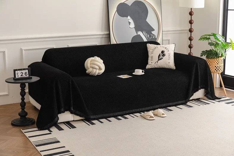 Solid Color Sofa Throw Blanket Non-slip Sofa Slipcovers Pets Kids Dust-proof Couch Armchair Covers Camping Picnic Blankets Home Pi-Mart