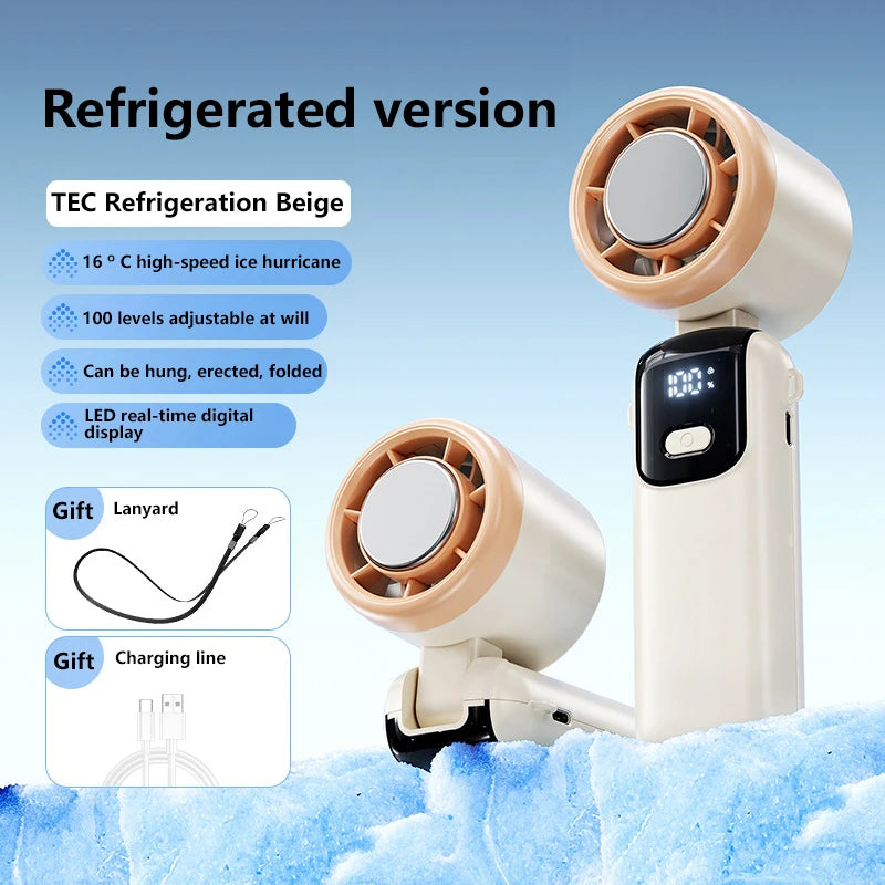 Lenovo Foldable/Hangable USB Desk Fan Ice Cooling Handheld Fan 100 Speeds Turbo Portable for Outdoor Fast Chill Ice Compress New Pi-Mart