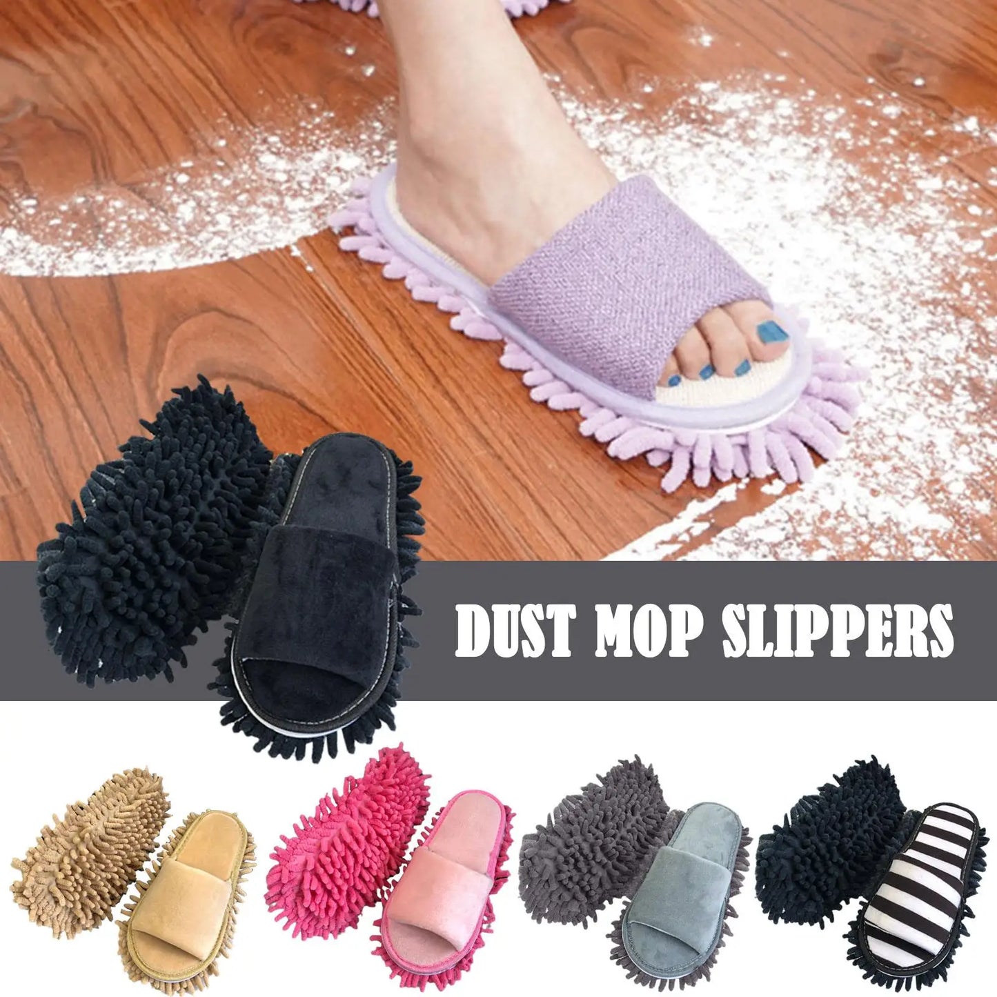 Lazy Mop Slippers Floor Dust Cleaning Slippers Shoes Clean Slippers Wipe The Floor Open-toed Lazy Wiping Slippers Mopping Shoes LadyShow.Store