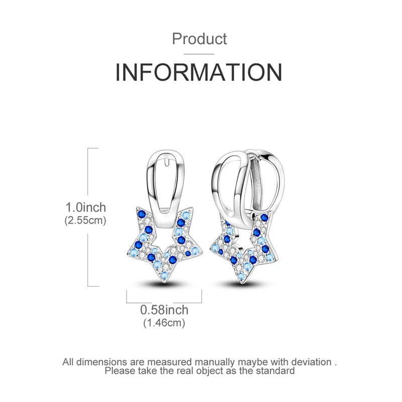 925 Sterling Silver Hoop Earring For Woman Night Sky Blue Purple Gemstone Original Earrings Fashion Jewelry Gift Pi-Mart