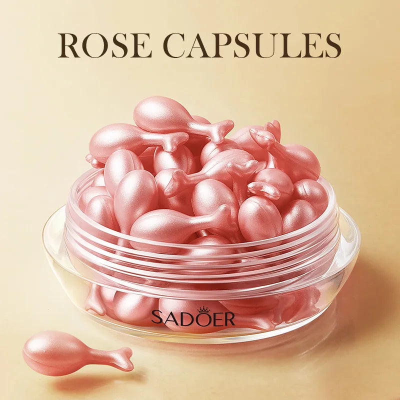 30pcs SADOER Rose Sanil Face Serum Capsule Facial Moisturizing Brightening Firming Facial Essence Beauty Face Skin Care Products Tri Light Beauty