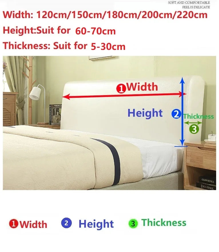 All-inclusive Super Soft Smooth Quilted Head Cover Thicken Velvet Headboard Cover Solid Color Bed Back Dust Protector Cover Pi-Mart