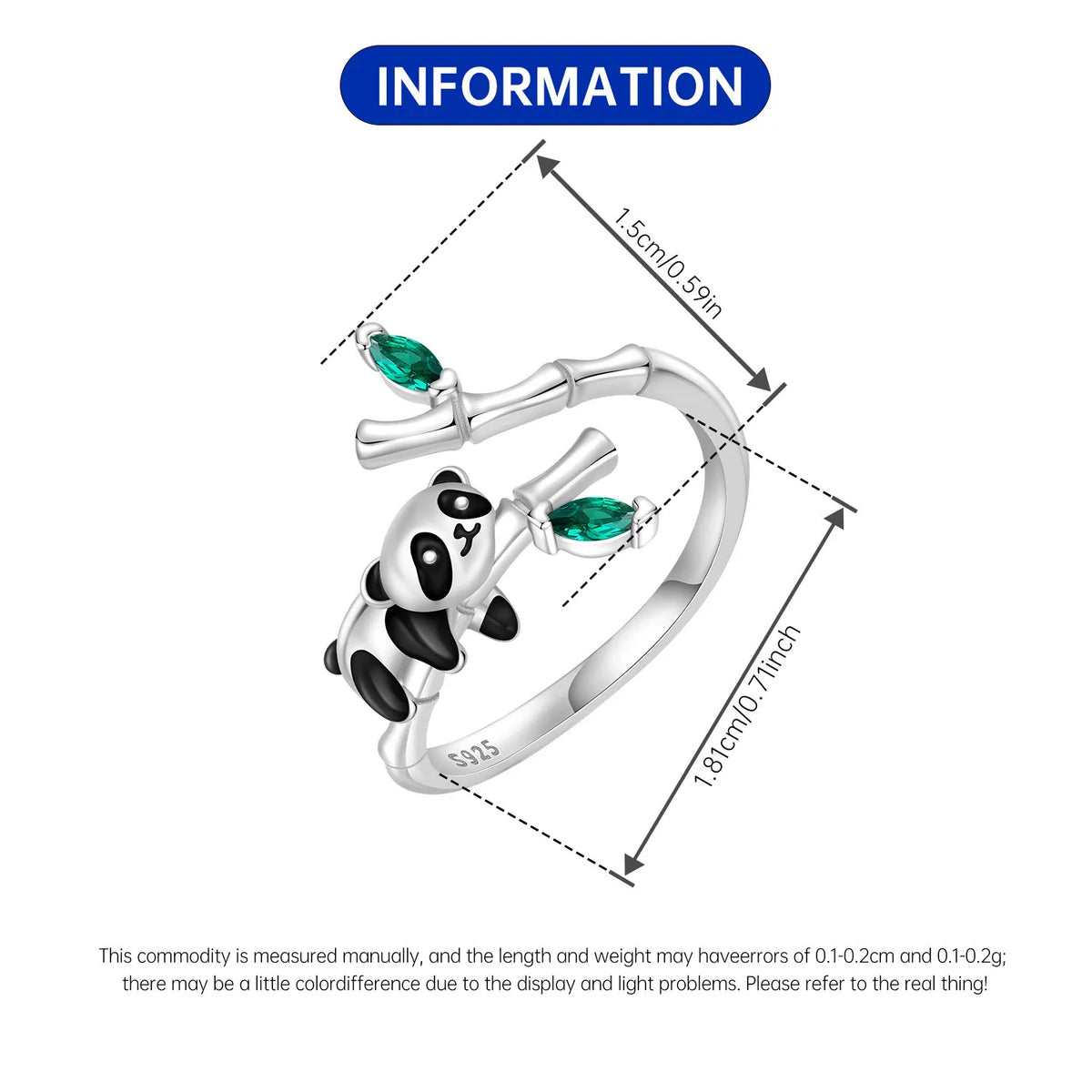 Original 925 Sterling Silver Open Ring Exquisite Panda Dolphin Adjustable Ring Original Daily Fine Jewelry Women Birthday Gifts Pi-Mart