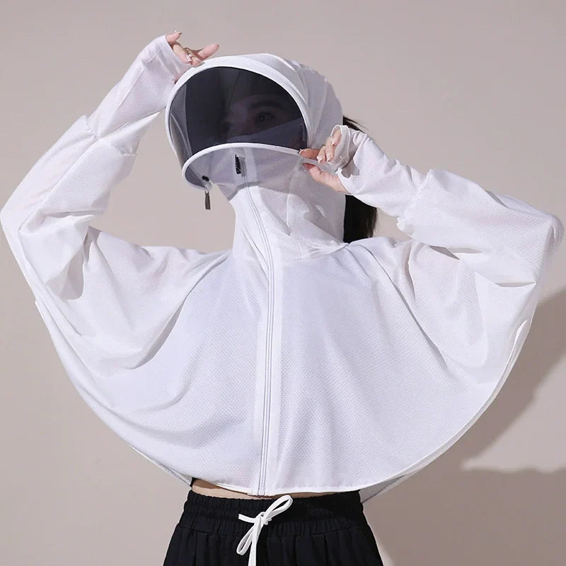 Summer Sun-protective Women's Clothing Breathable Smock Ice Silk Thin UV Protection Ladies Cloak & Cape For Women LadyShow.Store