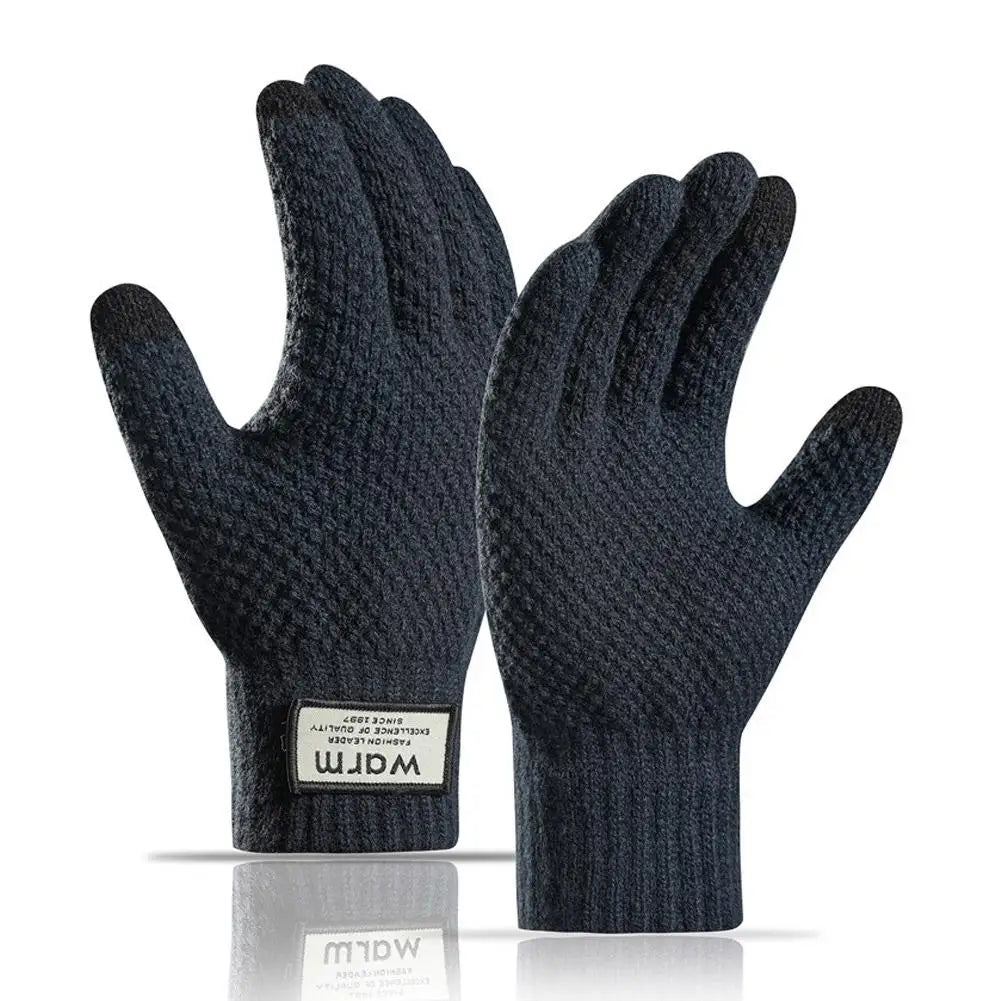 Thermal Winter Gloves For Men Thickened Warm Fleece Lined Anti-Slip Touch Screen Thermal Windproof Cycling Gloves Pi-Mart