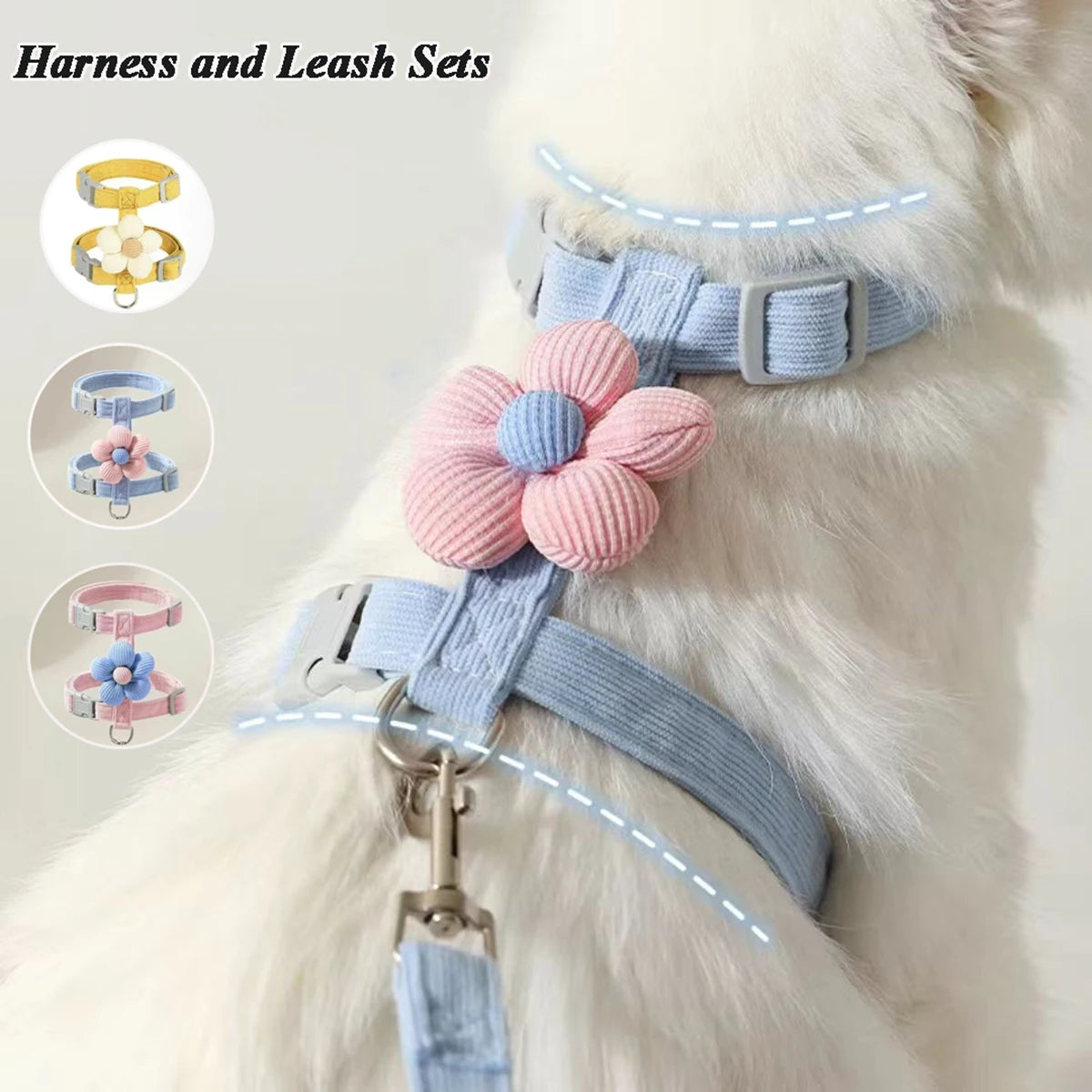 Cat Harness and Leash Sets Adjustable Dog Harness for Small Dog Leash Breashable Pet Harness Out Walking Dog Strap Cat Accessory Pi-Mart