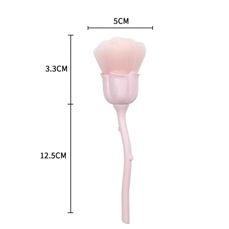 Flower Nail Brush for Manicure Gold Rose Shape Nail Art Brushes Round Small UV Gel Polish Powder Cleaning Tools Nail Accesories Tri Light Beauty