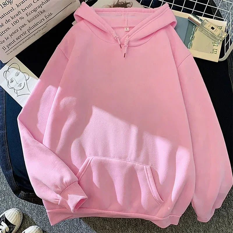 2025 white Hoodies men women Autumn Long Sleeve Pullover Tops Casual Pocket Hoodies Unisex Outer Loose Sport Wear LadyShow.Store
