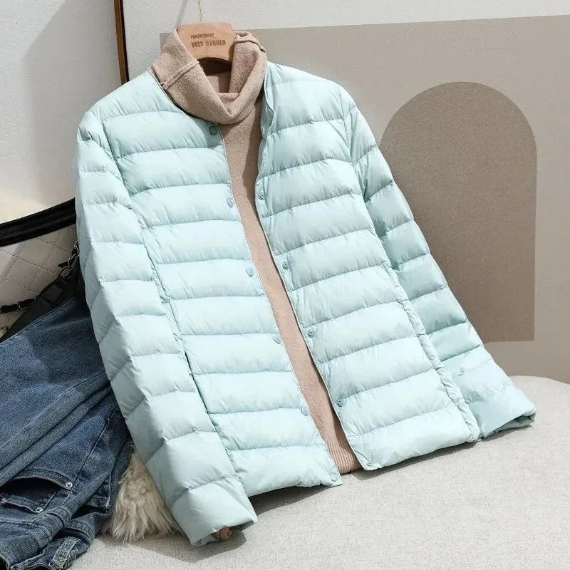Women White Duck Down Slim Jackets 2025 New Arrivals Autumn Winter Warm Female Fashion Ultra Lightweight Packable Puffer Coats LadyShow.Store