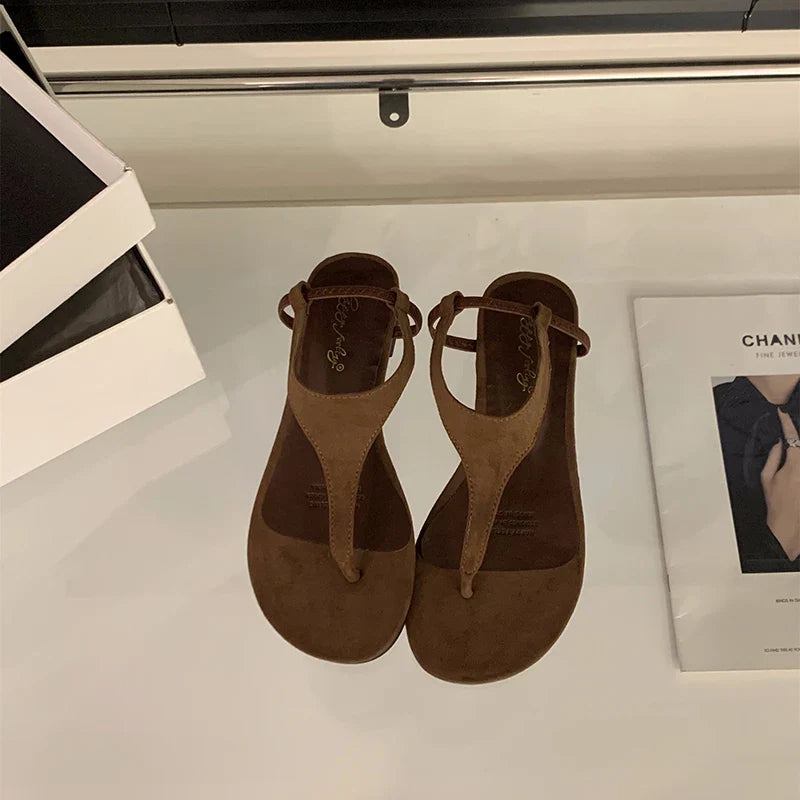 Summer Clip Toe Women Gladiator Sandals Casual Beach Vacation Shoes Ladies Elegant Dress Flats Sandalias LadyShow.Store