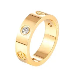 Personality Round Beads Ring Band Small Clear Crystal Zircon Waterproof Stainless Steel Rings Simple Granular Fine Jewelry Pi-Mart