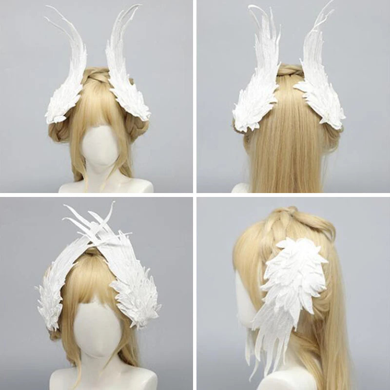 Lolita Feather Angel Wings Hair Clip Barrette Angel Wing Hairpin Lolita Anime Cosplay Hair Accessories Halloween Party Headwear Pi-Mart