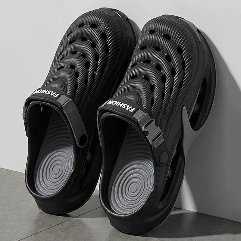 Fashion Hollow Out Thick Bottom Sports Sandals Men Eva Soft Sole Summer Clogs Sandals Men Non Slip Outdoor Driving Beach Sandles Pi-Mart