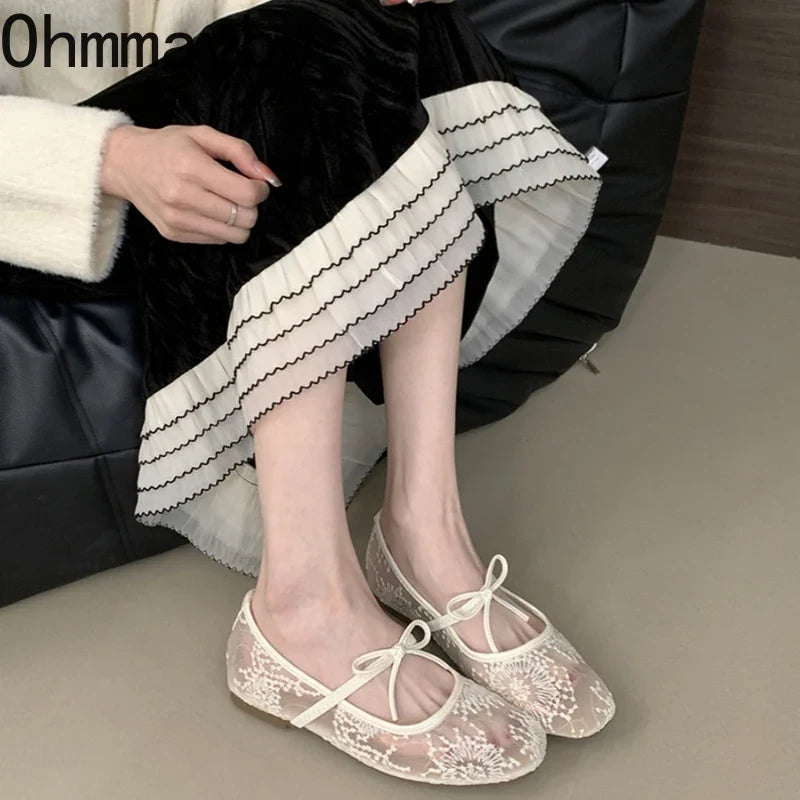 2026 Spring Lace Women Mary Jane Shoes Fashion Slip On Comfort Street Style Soft Sole Female Dress Flats Shoes LadyShow.Store