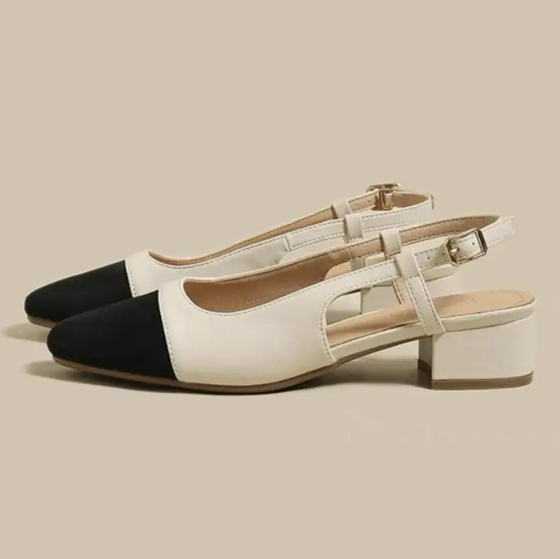 Summer New Fashion Low Square Heels Shoes Korean Color Matching Party Ladies Shoes Designer Chaussure Femme All-match Sandals LadyShow.Store
