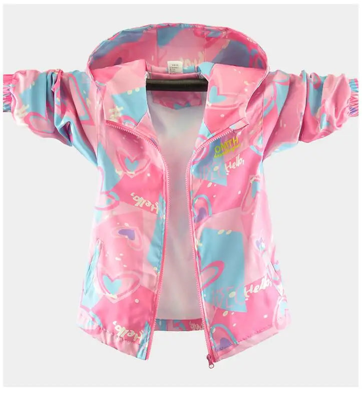 Korean Fashion Jacket For Girls Teenager Casual Gradient Hooded Coat Boys Blazer Spring Autumn Windproof Sweet Coats Windbreaker Pi-Mart