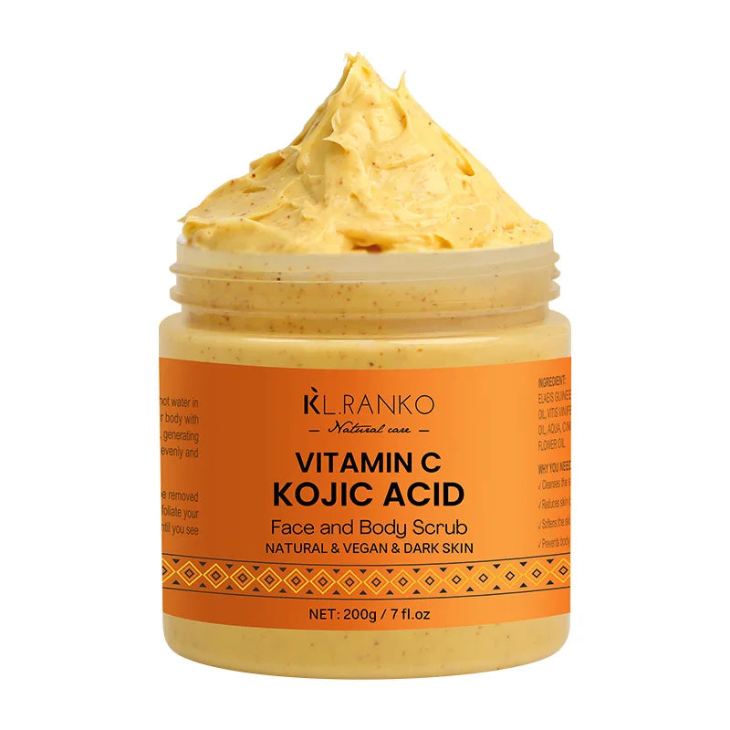 Vitamin C Kojic acid Natural Exfoliating Salt Body &Face Scrub Brightens and Softens Skin Deep Cleaning Anti Oxidative Skin Tone Pi-Mart