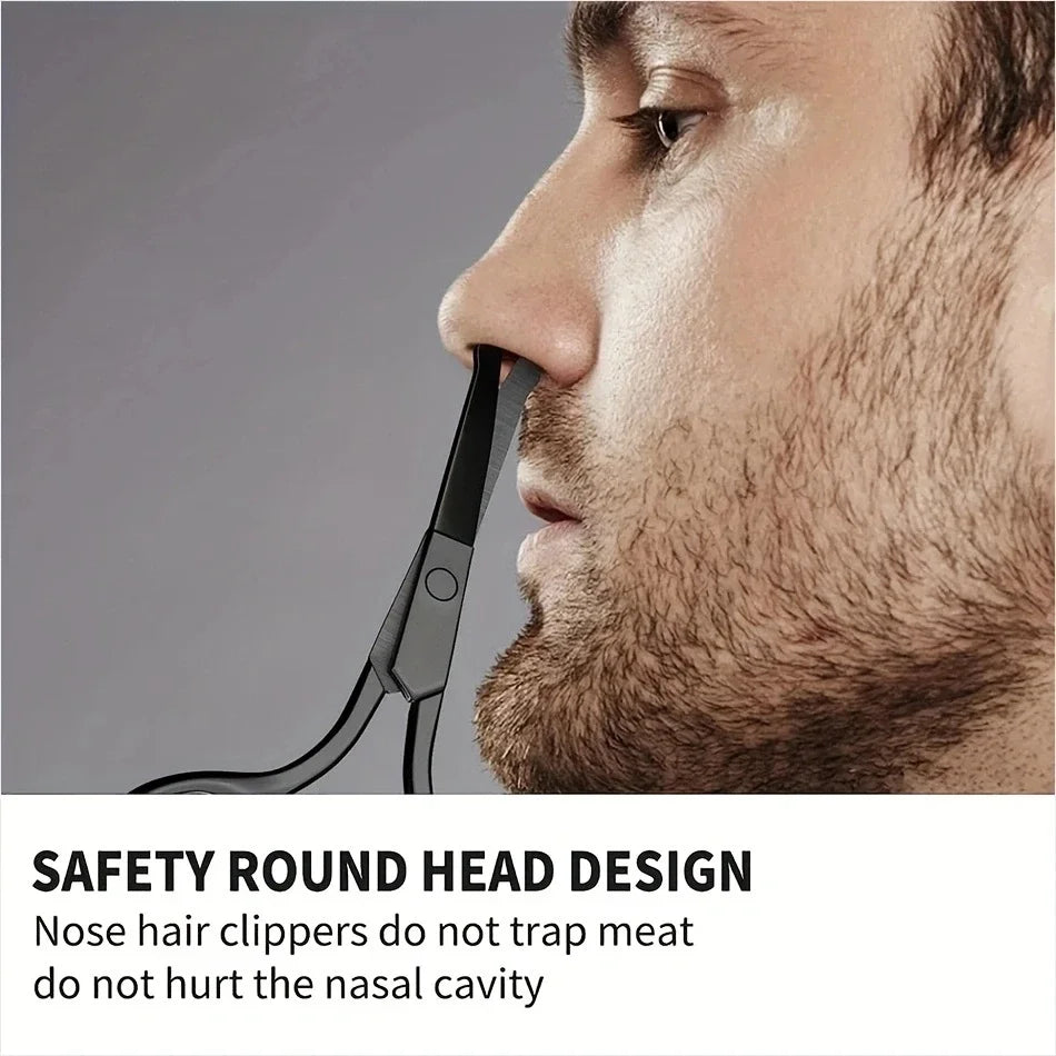 Unisex Stainless Steel Black Round Head Safe Nose Hair Scissors (Do Not Hurt Nose) Tri Light Beauty