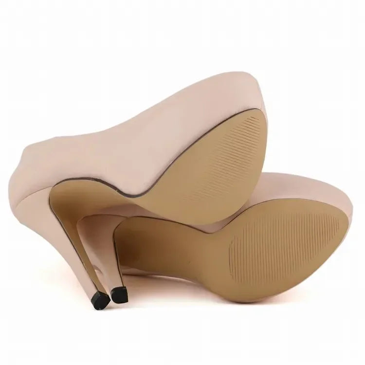 2026 Women Pumps Sexy Round Toes High Heels Fashion Super 14cm Platform Casual Thin Womens Party Red Wedding Shoes Large Size Pi-Mart