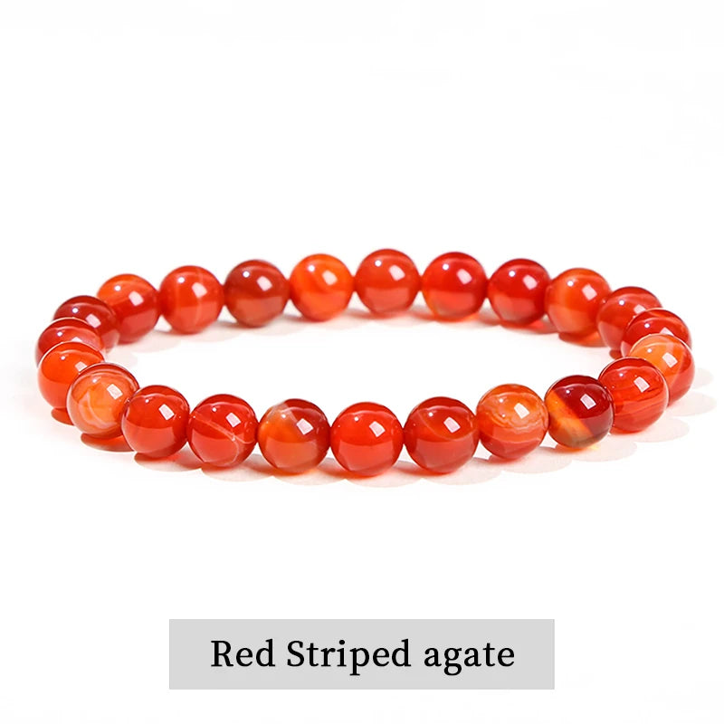 JD Natural Stone Beads Bracelet Amethyst Tiger Eye Crystal Quartz Agate Gem Beads Bangles Women Men Reiki Healling Jewelry Gift Pi-Mart