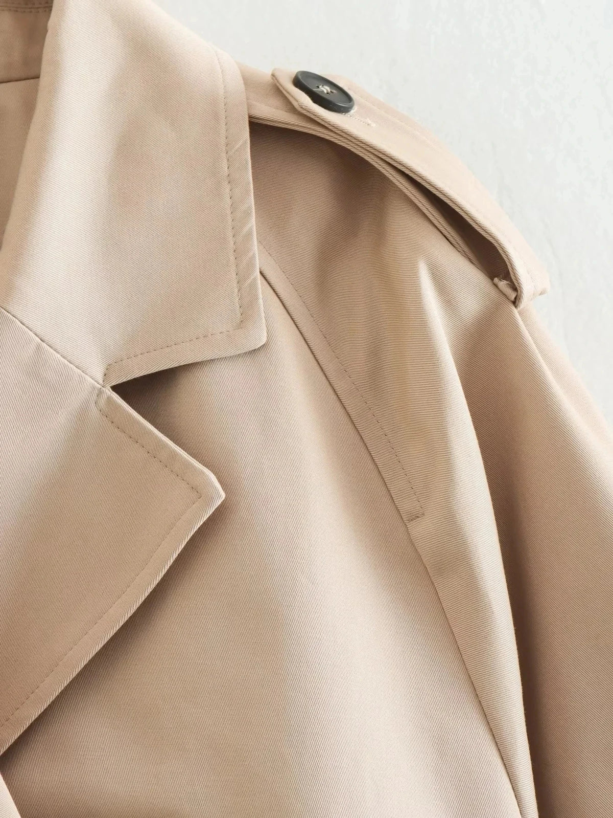 2024 Belt Cropped Trench Spring Jacket Women Vintage Streetwear Double Breasted Long Sleeve Top Female Coat Outfits Pi-Mart
