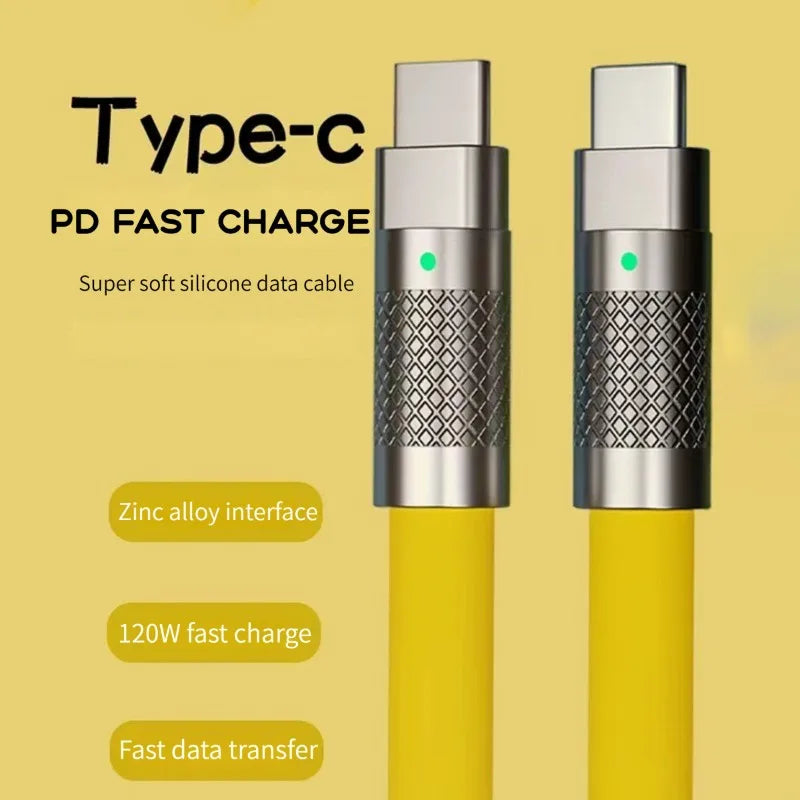 120w 6a Super Fast Charge PD Type C Liquid Silicone Cable Quick Charge 1M 2M Usb Cable Usb C to C Charger Cable Pi-Mart