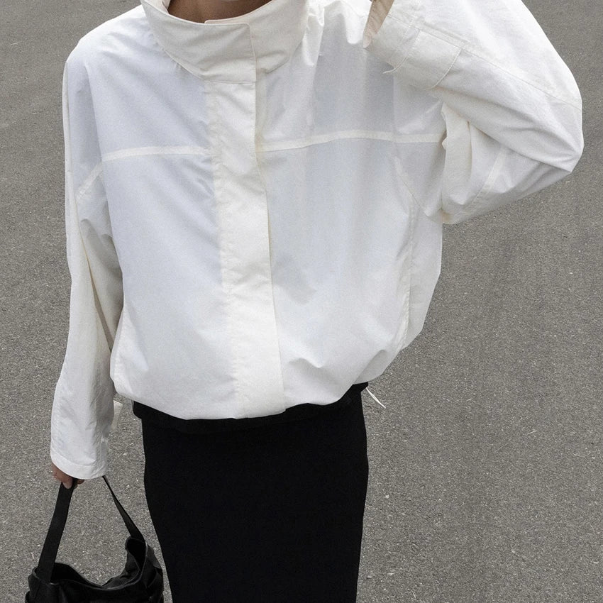 Linad Street Chic Red Turtleneck Zipper Jackets Autumn Casual Long Sleeve Outerwear Fashion Coats For Woman Tops Female 2025 Pi-Mart