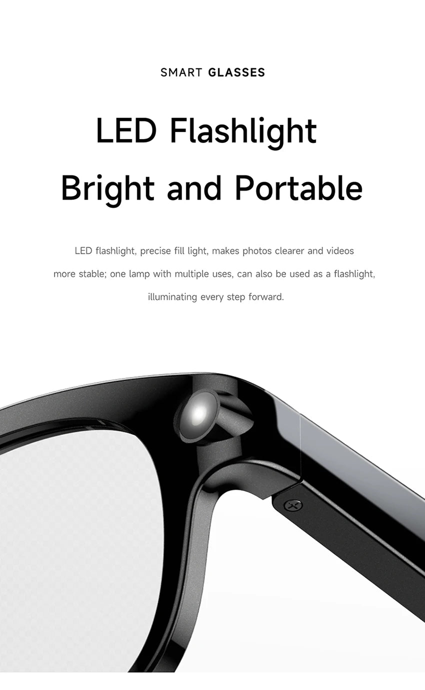 Lenovo 2026 New 8K AI Translation AI Smart Glasses Bluetooth Calling Music Player Camera Control Anti Blue Light Sunglasses Pi-Mart