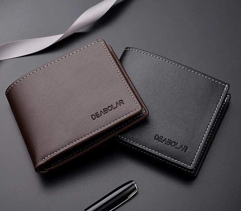 Pu Leather Men Short Wallet Thin Style Folding Young Men Credit Card Holder Wallet Pi-Mart