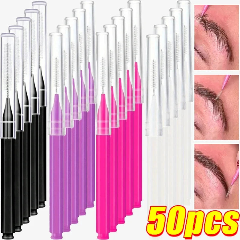10/50PS Portable Mini Eyebrow Brushes Disposable Eyelash Brow Lifting Brush Applicators Lash Extension Comb Beauty Makeup Tools Tri Light Beauty