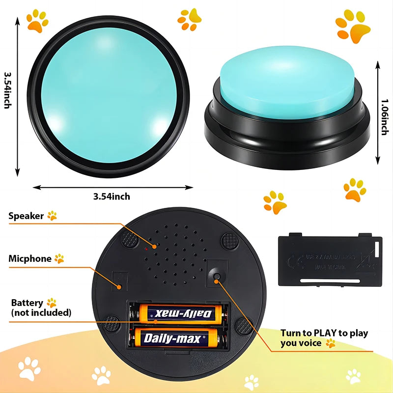 Dog Toys Funny  Recordable Pet Travel Talking Pet Starters Pet Speaking Buttons Portable Cute Pet Supplies Communication Dog Pi-Mart