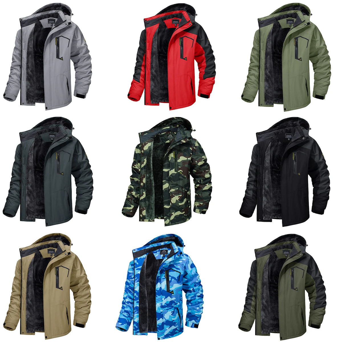 TACVASEN Fleece Lining Mountain Jackets Mens Hiking Jackets Outdoor Removable Hooded Coats Ski Snowboard Parka Winter Outwear Pi-Mart