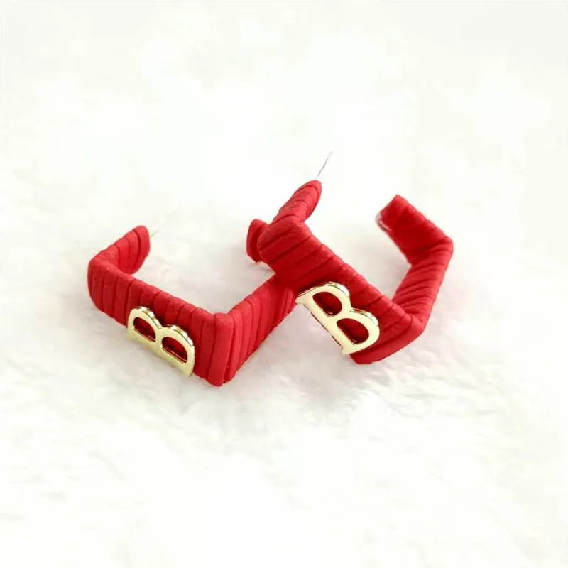 28 Colors Zebra Pu Leather Square Hoop Earrings For Women Fashion Jewelry Letter Alphabet Geometric Stripe Pendientes Mujer Pi-Mart