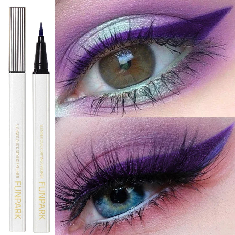 1PC New Purple Fine Liquid Eyeliner Long Lasting Eye Pen Waterproof Quick-drying Korean Makeup Products Beauty Matte Eye Pen Tri Light Beauty